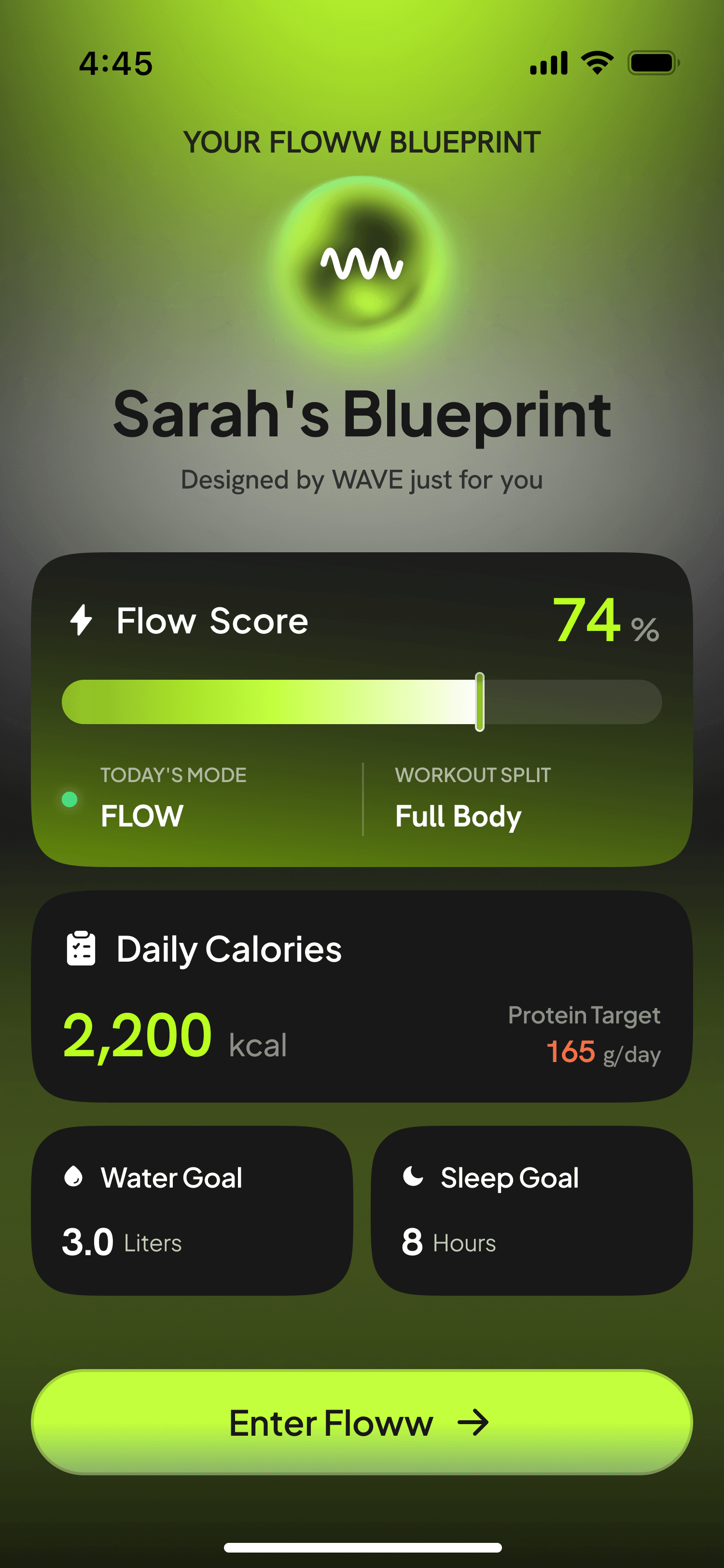 FLOWW building a personalized plan from your goals and current state